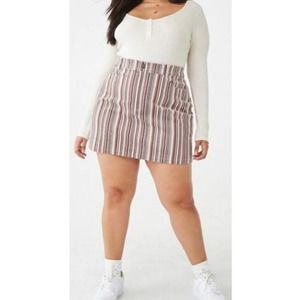 New With Tags Forever 21 Striped Corduroy Mini Skirt  Size 3x